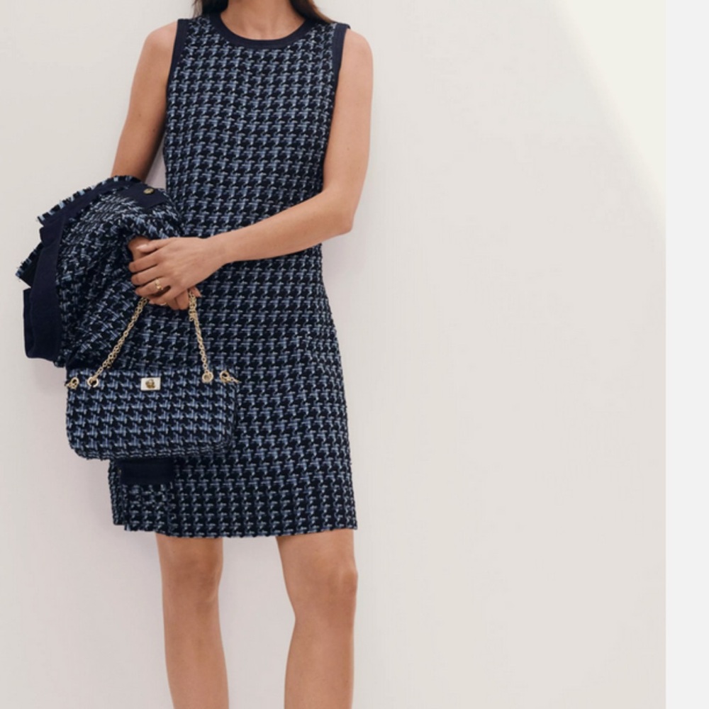 Ann Taylor Denim Tweet Houndstooth Dress size 2P